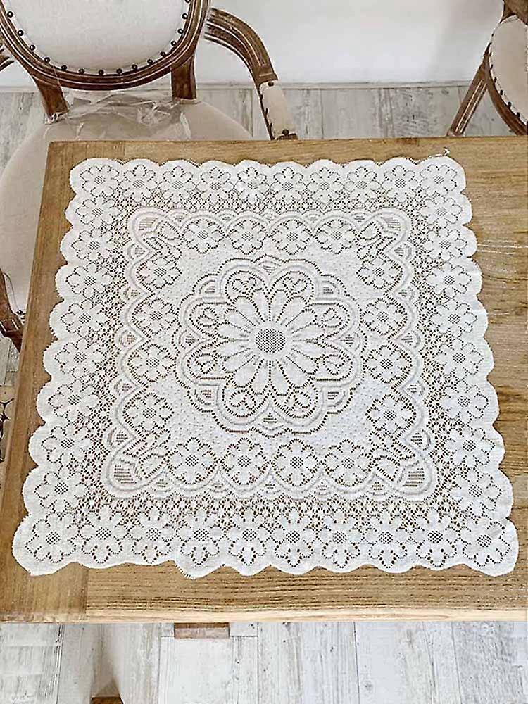 Lace Tablecloth Dinner Cotton Crochet Square White For Party Wedding