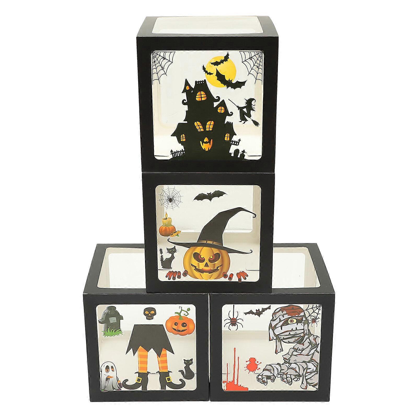 1 Set of Empty Halloween Balloon Boxes with Stickers Halloween Party Decorations