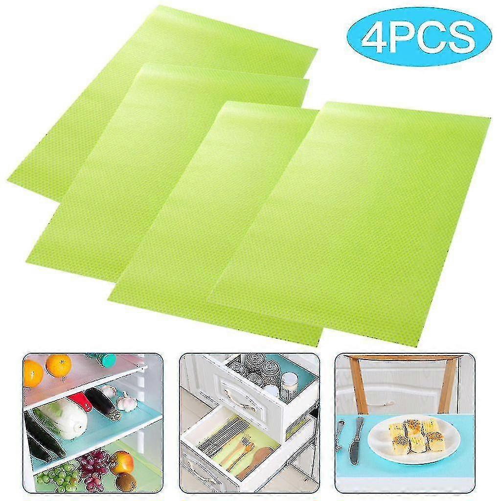 Fridge Mats,4 Pcs Antibacterial Reusable Mats Fridge Pad,non-slip Washable And Diy Cuttable Fridge Mat Blue(45*30cm)