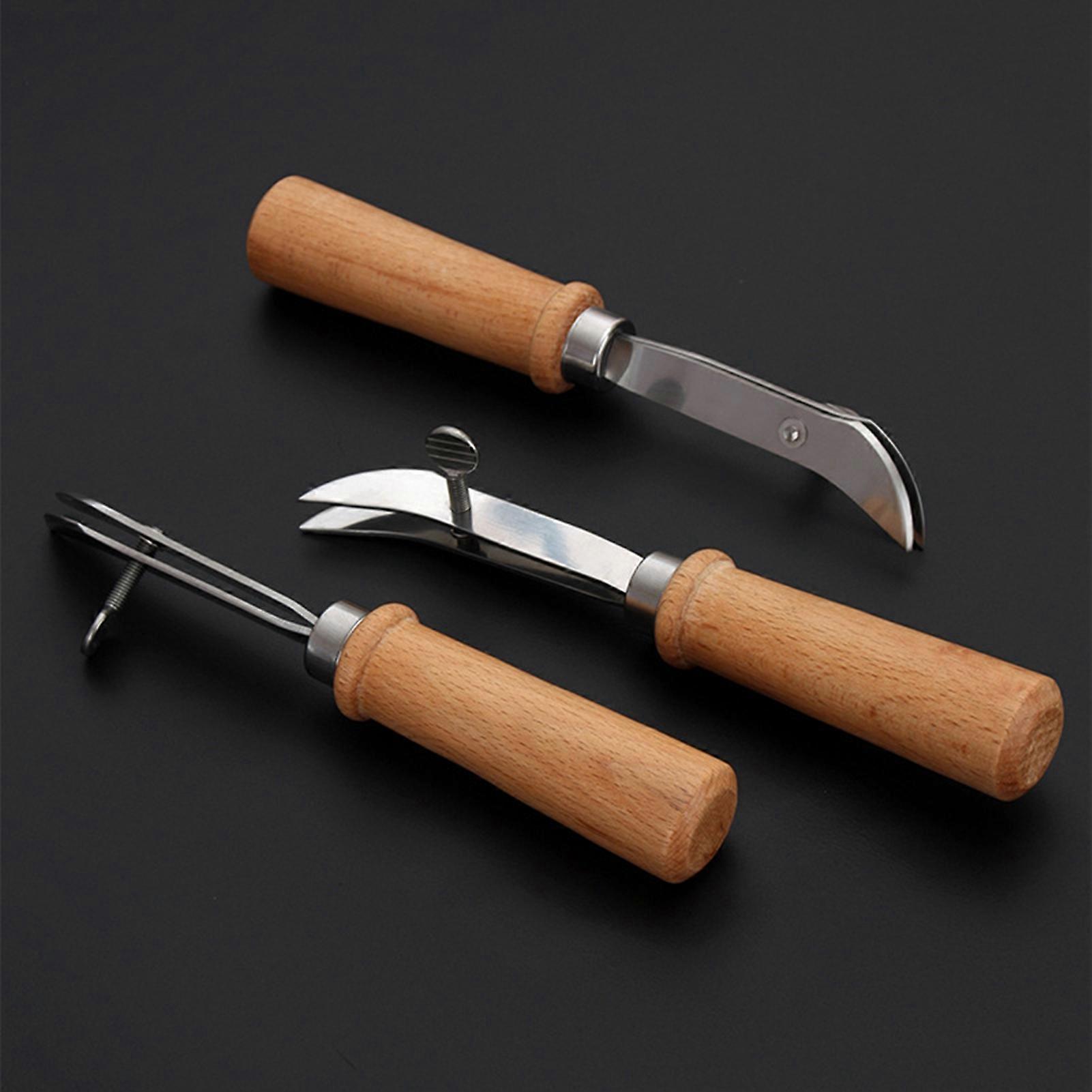 Leather Edge Groover Adjustable Wooden Handle Easy to Hold Ergonomic Multifunctional DIY Clothes Leather Edge Stitching Groover Notcher Tool for Facto