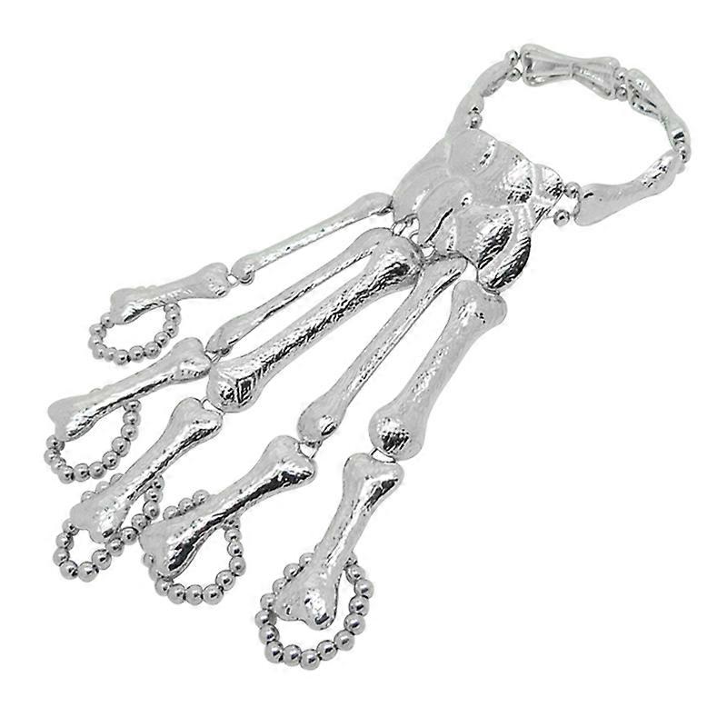Punk Gothic Skeleton Skull Bone Hand Bangle Finger Ring Bracelet Jewelry Gift