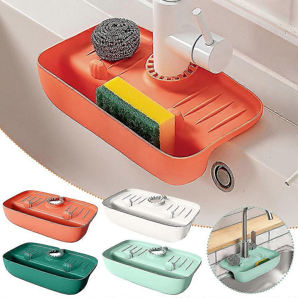 Sink Storage Rack, Faucet Splash-proof Draining Rack Silicone Organizer Kitchen Rag Sponge Wipe Non-slip Countertop Mat