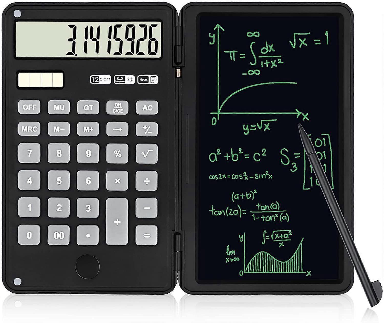 New product,Calculator with 6" LCD Writing Board and Pen, Basic Standard Calculator Solar Battery Dual Power, Multifunctional Desktop Calculator Porta