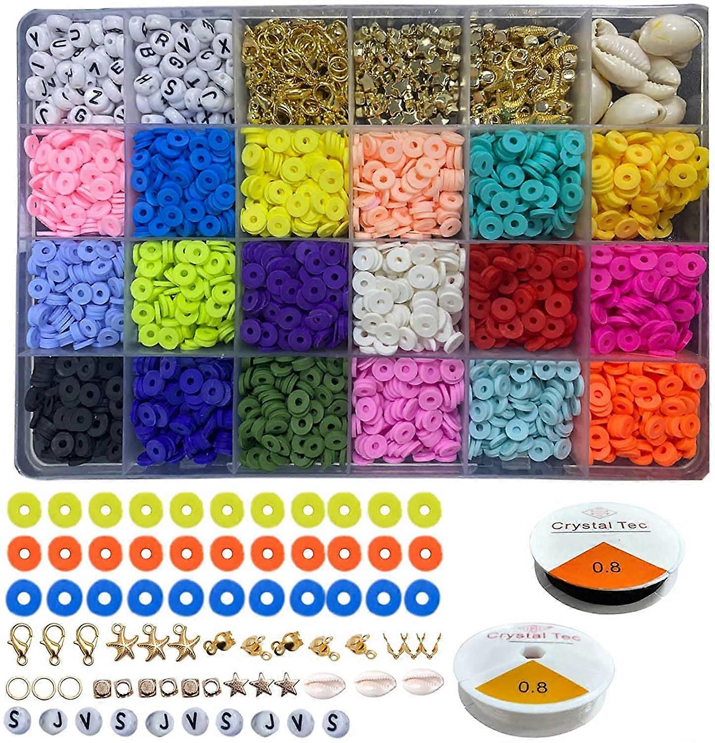Clay Flat Beads 6mm 18 Colors,4870pcs Polymer Clay Beads Round