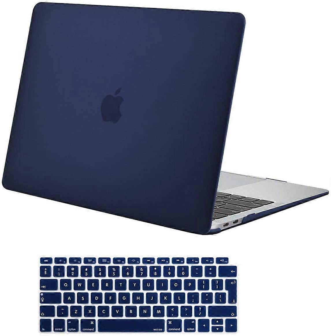 أزرق داكن متوافق مع حافظة ماك بوك اير مقاس 13 بوصة 2022 2021 2020 2019 2018 M1 A2337 A2179 A1932 شاشة Retina مع Touch ID ، بلاستيك واقي