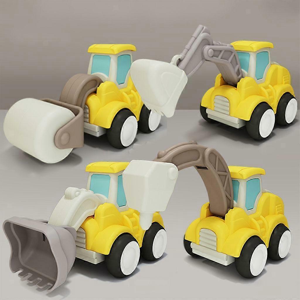 4db mérnök autós játékok, visszavonuló autótechnológiai játékok, gyermek toló autó kotrógép kotrógép mérnöki jármű készlet tehetetlenség visszahúzás autó fiú játék mod