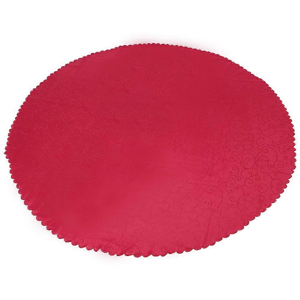 Thicken Round Polyester Flower Pattern Tablecloth Table Cover Wedding Parties Decor (Red)