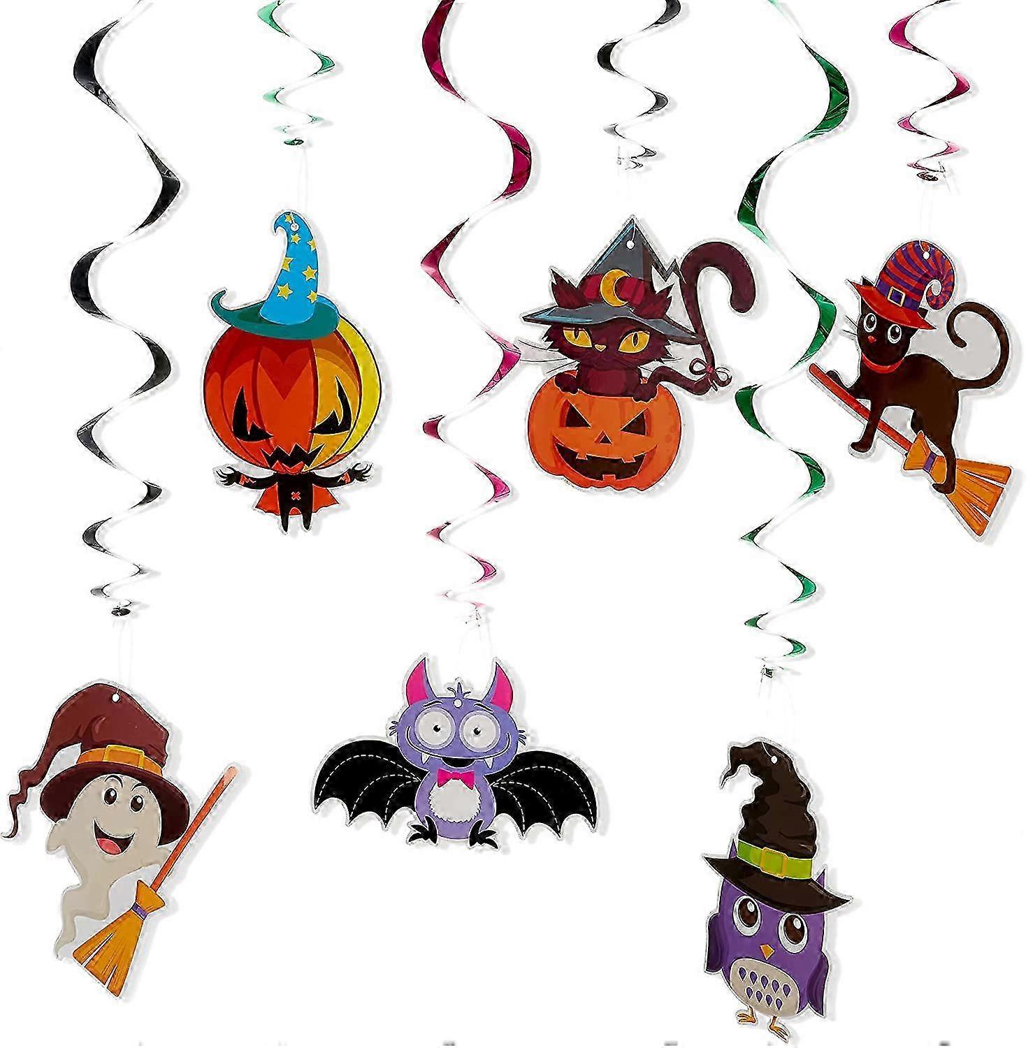 דלת ליל כל הקדושים וקישוט חלון נייר רוח רפאים תליון ספירלה (A, סגנון) 36 חלקים