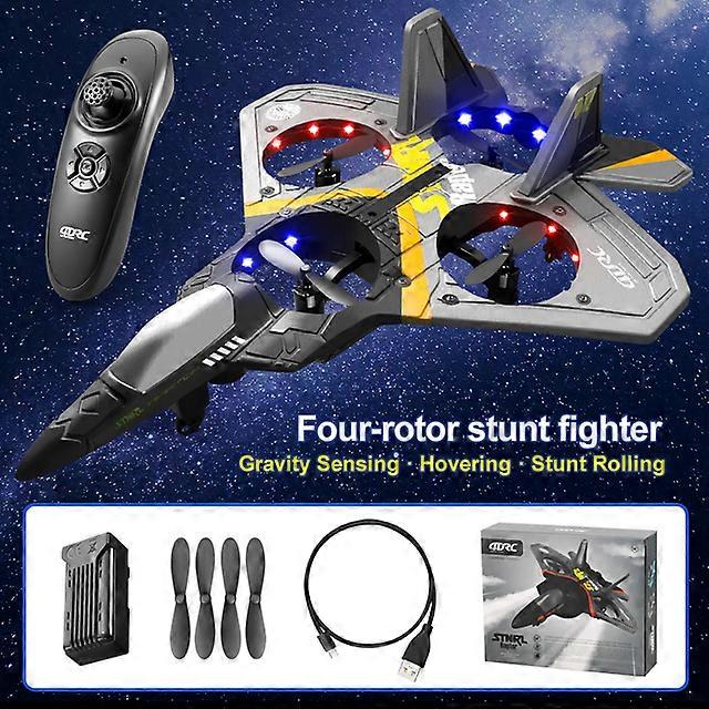 RC Plane 2.4G Four-motor Beginner Edition Anti-fall Gravity Sensing Remote Control Fighter for Children's Toys Gift for Boys