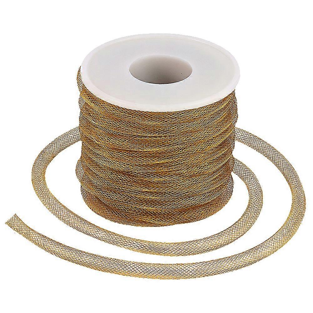 10M Mesh Tubing Copper Net Thread Cord for Jewerly Making Golden 7mm about 10.94 Yards(10m)/Set