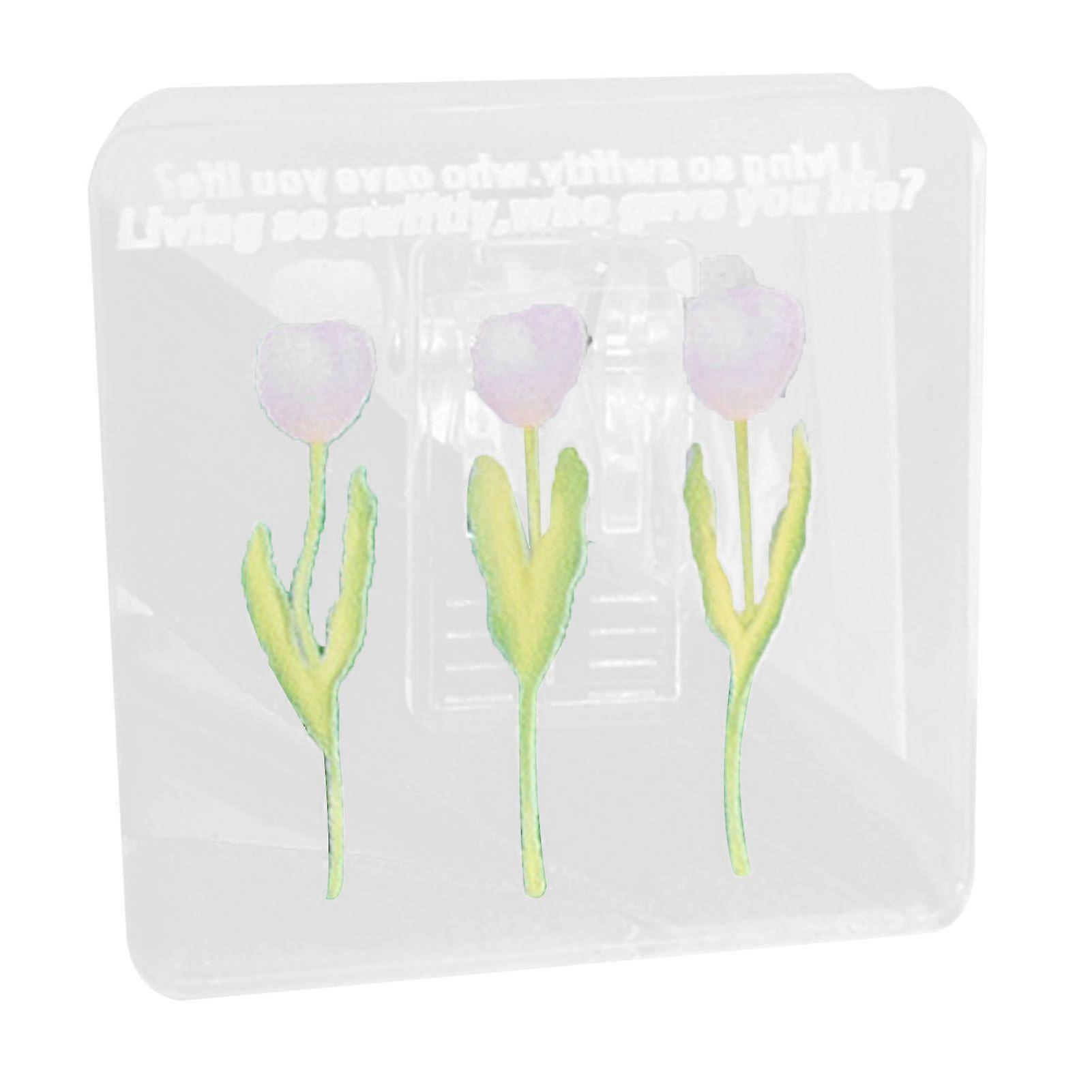 Double Sided Photo Clip Acrylic Tulip Pattern Multifunctional Transparent Paper Clamp for Organization Light Pink