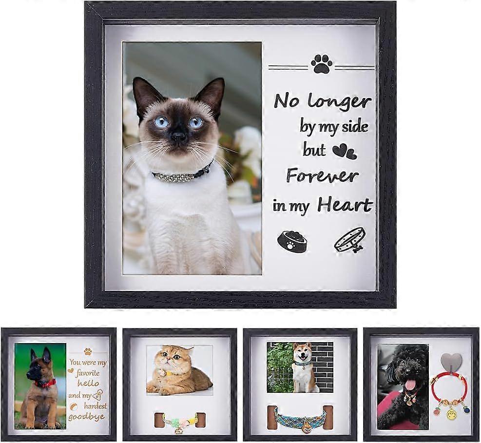 Pet Memorial Picture Frame Wooden Pet Photo Frame Stand with 5pcs Display Paper Pet Sympathy Keepsake Photo Frame Cat Dog Sympathy Picture Frame Wood