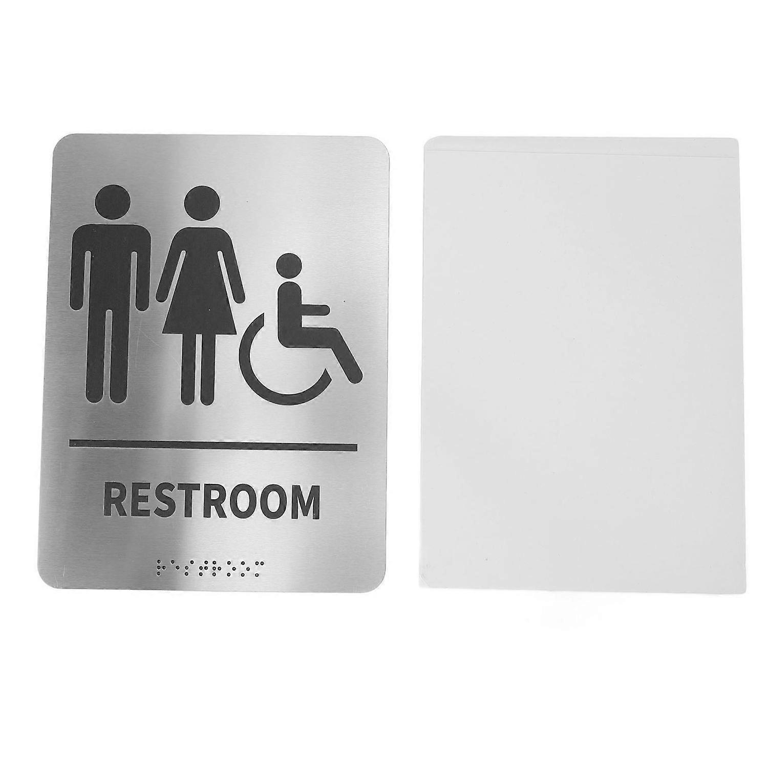 Braille σημάδι τουαλέτας Unisex αναπηρία αναπηρική καρέκλα μπάνιο σημάδι ανοξείδωτο χάλυβα αυτοκόλλητο έθεσε Ic