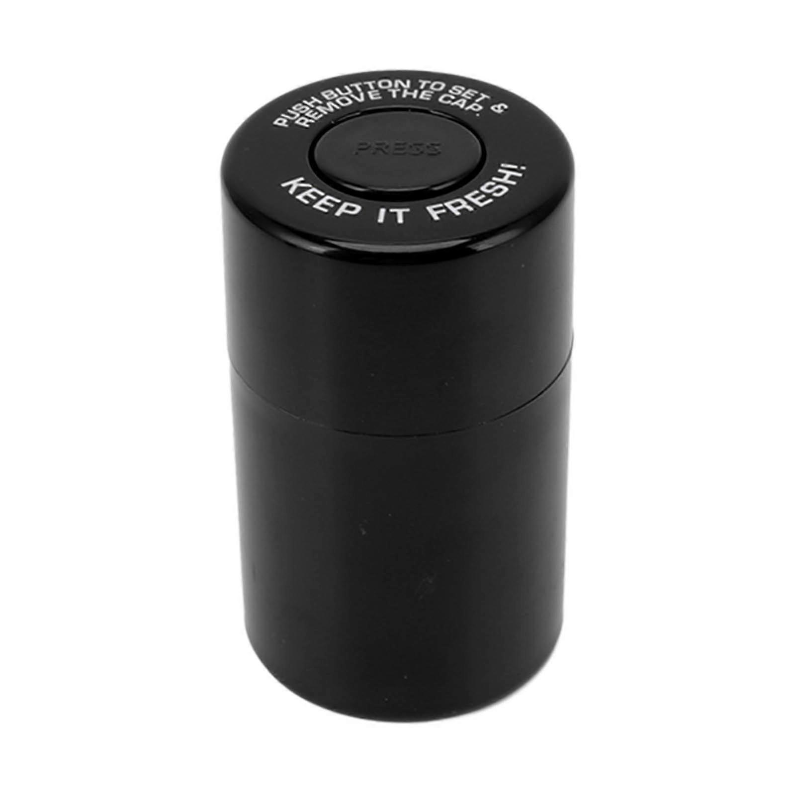 丸型プラスチック気密スタッシュジャー臭防止タバコハーブ収納ケース密閉タンクコンテナ屋外旅行用ブラック