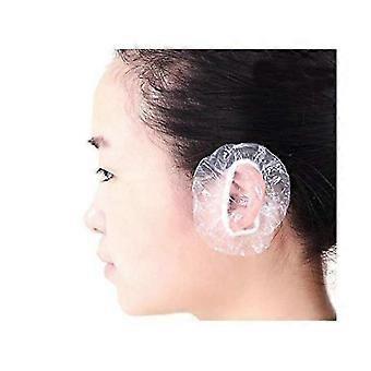 100pcs Disposable Waterproof Transparent Ear Cover Plastic Ear Protector Earmuffs