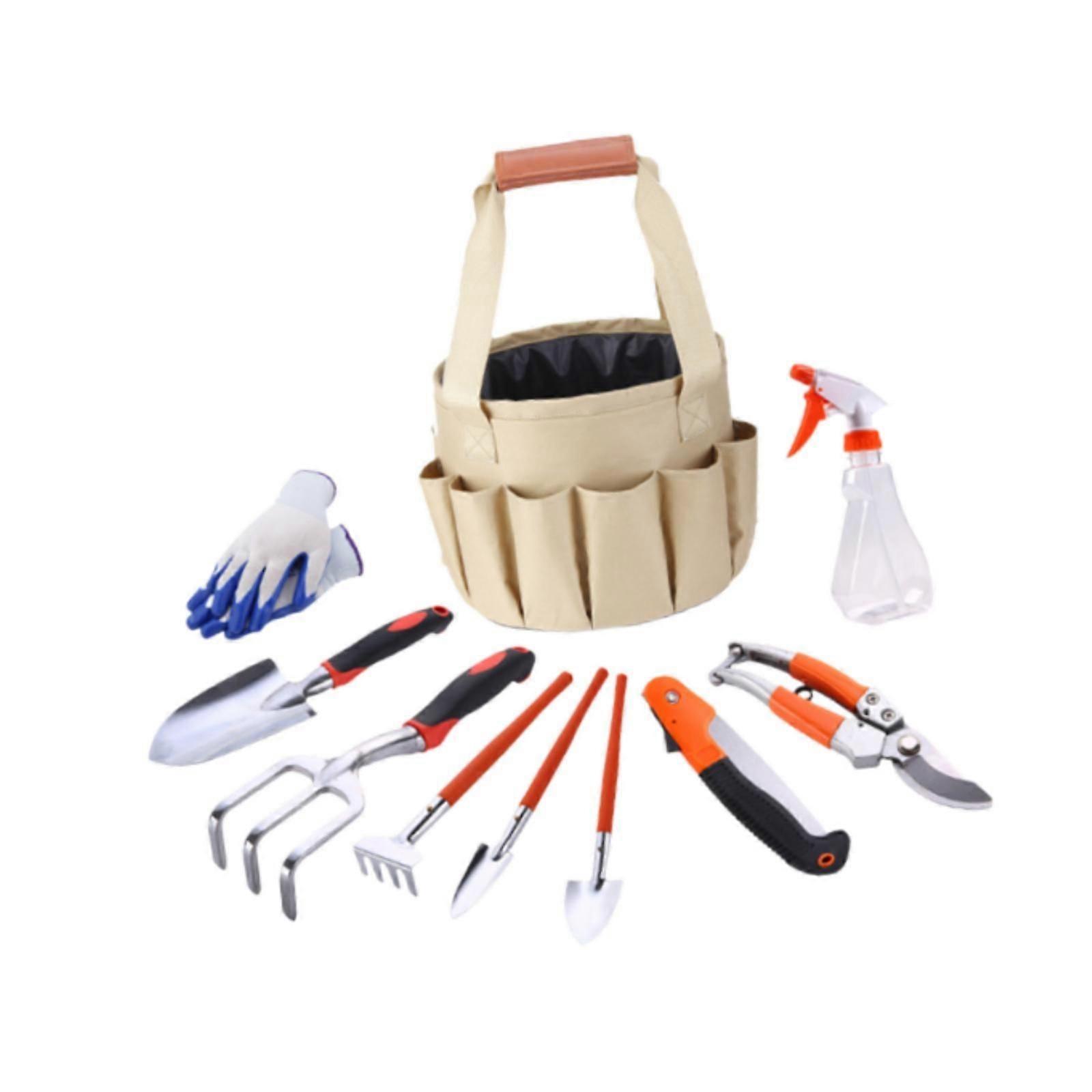 10x Gartengeräte Set Aluminiumschaufel Baumwollhandschuhe Heavy Duty Effizienter Rechen