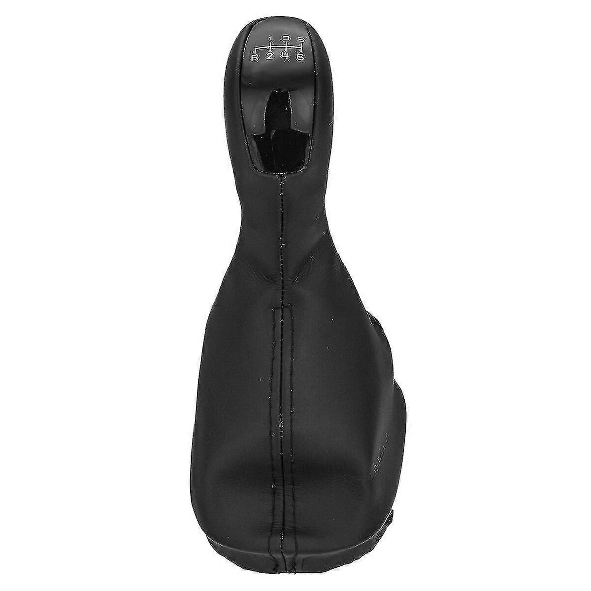 6 Speed Black Gear Shift Knob Leather Cover Case For - C W203