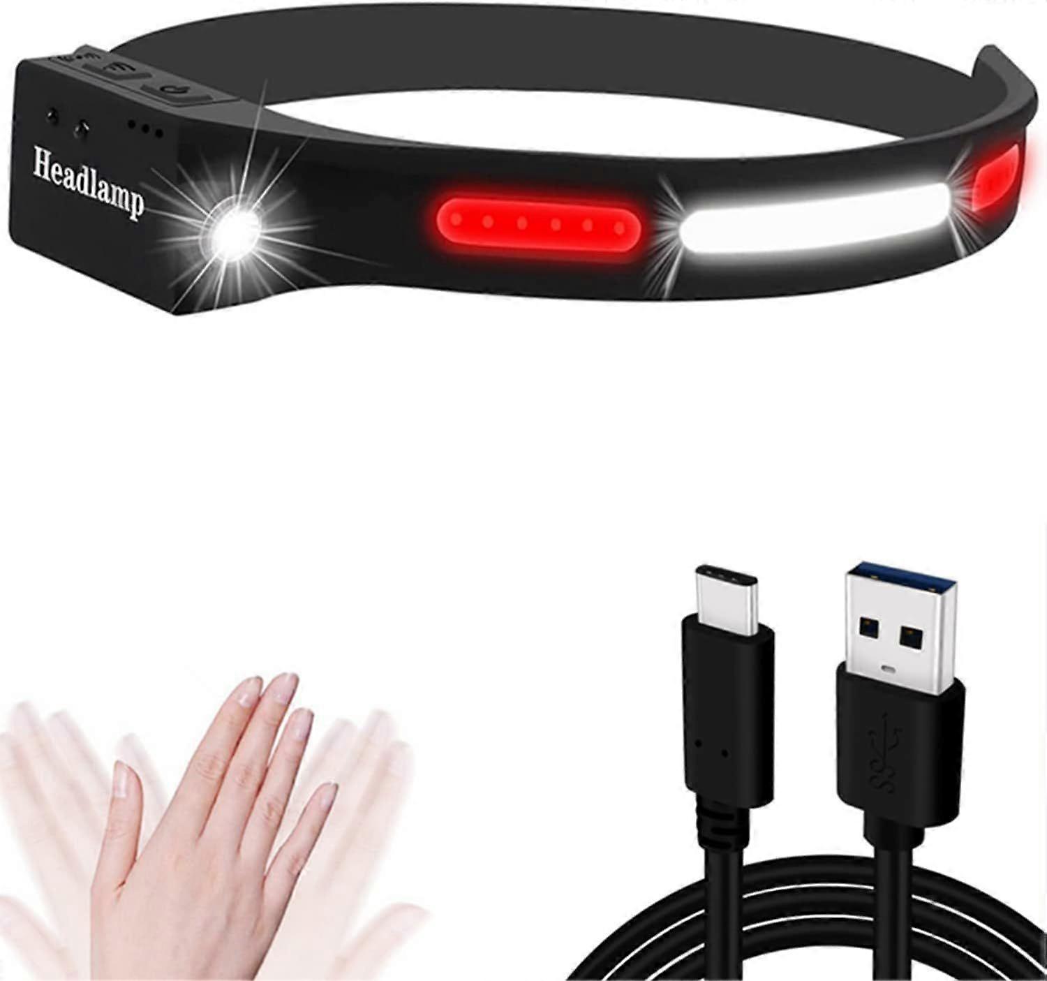 LED headlight, USB charging, motion sensor, waterproof [energy class A+++]