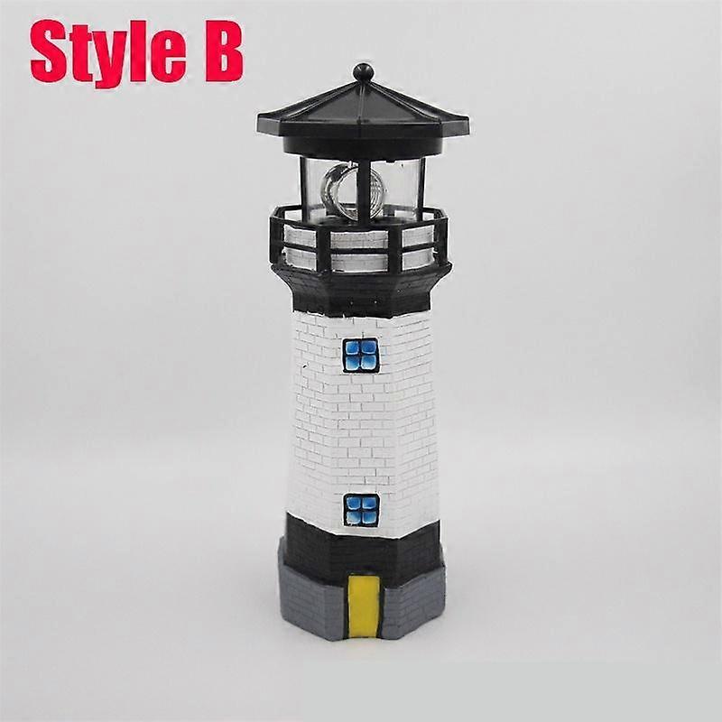 Lighthouse Statue Shape LED Solar Light Rotating Automatically Lit Solar Powered Lamp