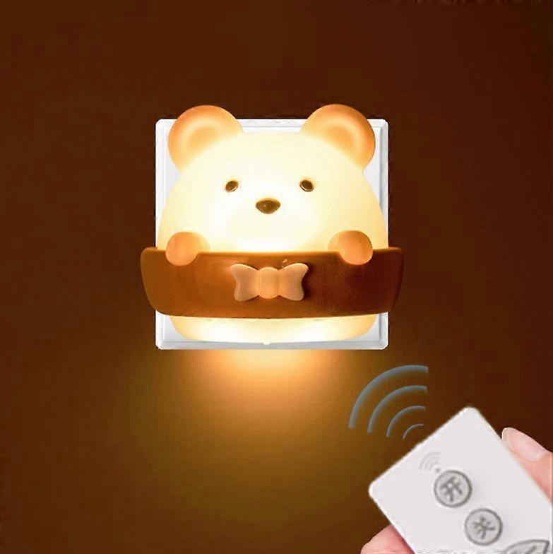 Bear Remote Control Night Light Bedside Eye Protection Wall Lamp with 3 Light Modes CN Plug