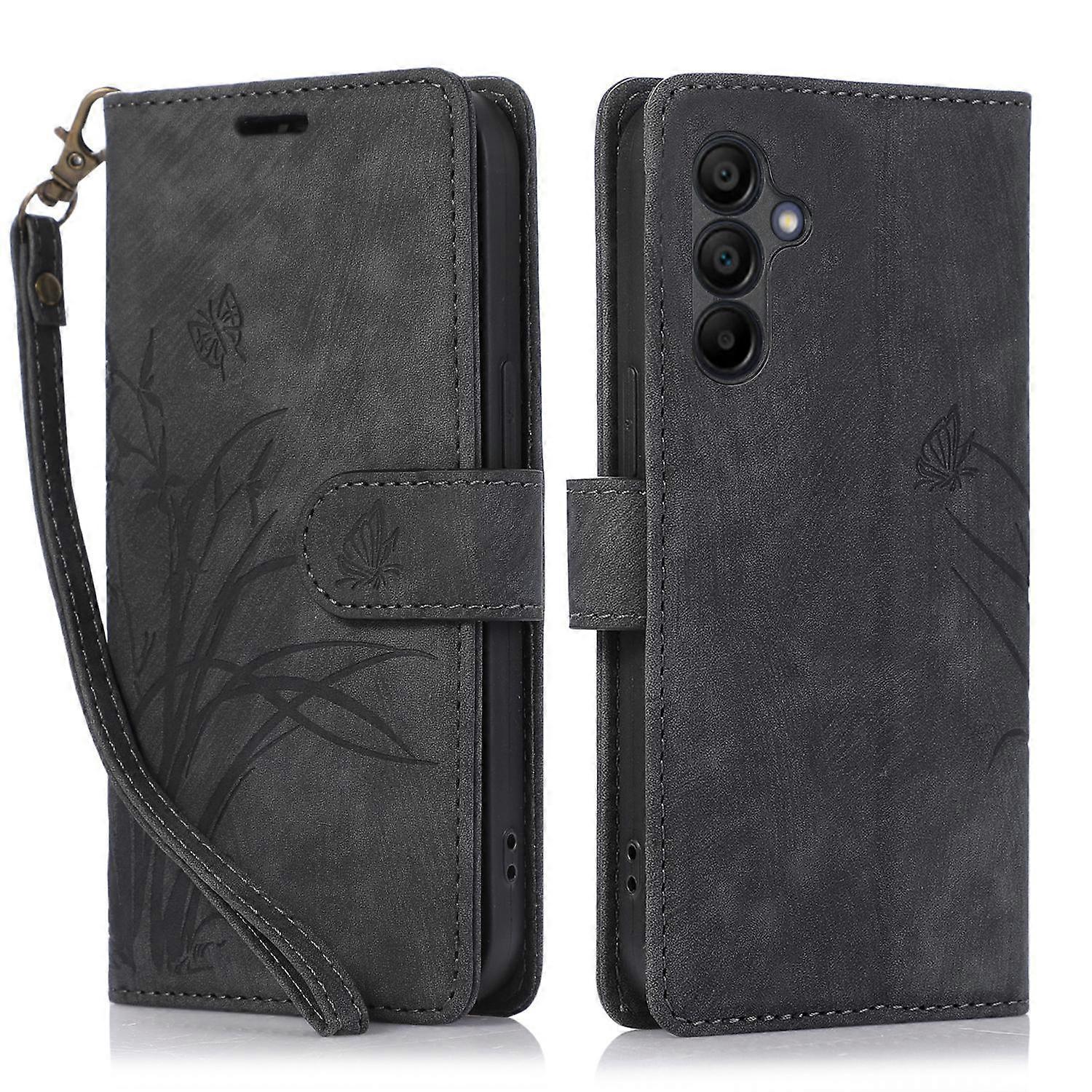 Orchid Butterfly Embossed Leather Phone Case