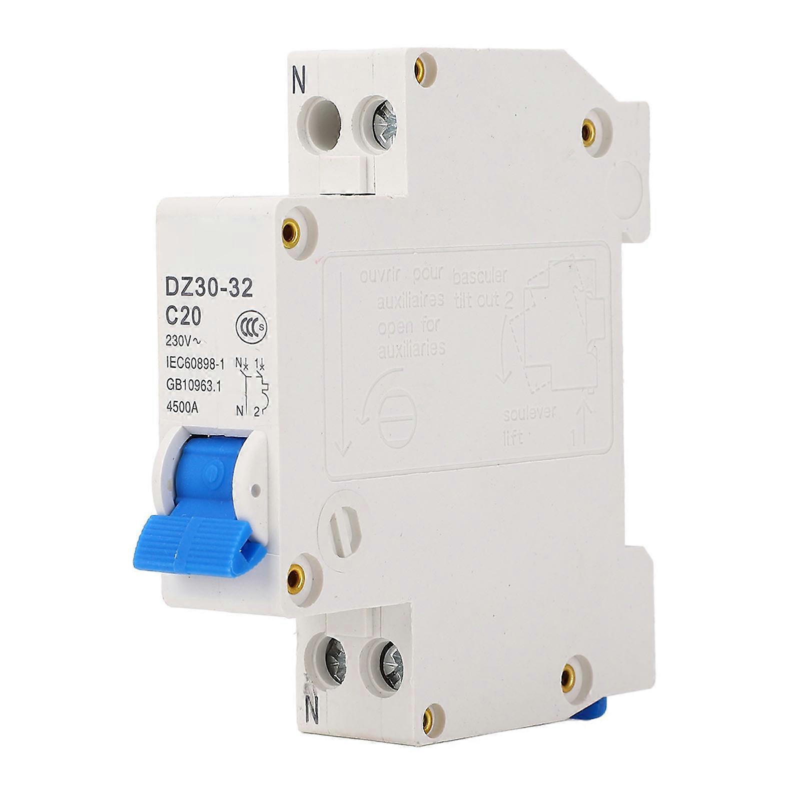 Air Circuit Breaker 1P+N Dual in Dual Out Thermal Magnetic Trip DIN Rail Mounted Miniature Air Circuit Breaker 20A 230V