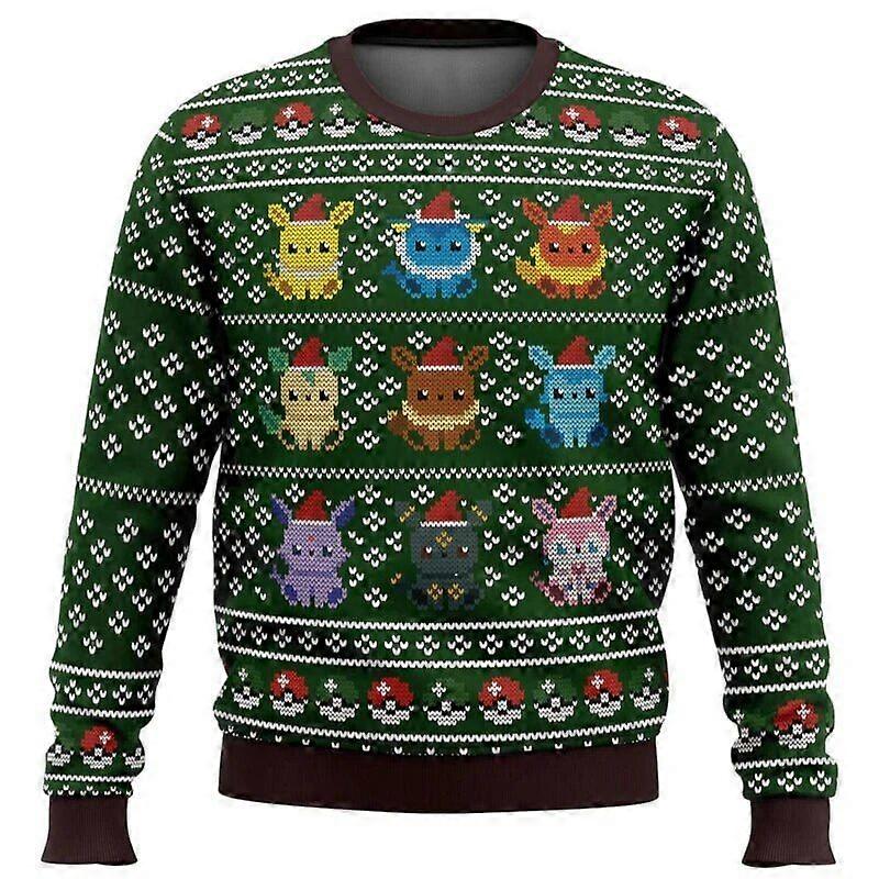 Pokemon csúnya karácsonyi pulóverek karácsonyi pulóver ajándék Mikulás pulóver férfi 3D pulóver és felső őszi és téli ruha