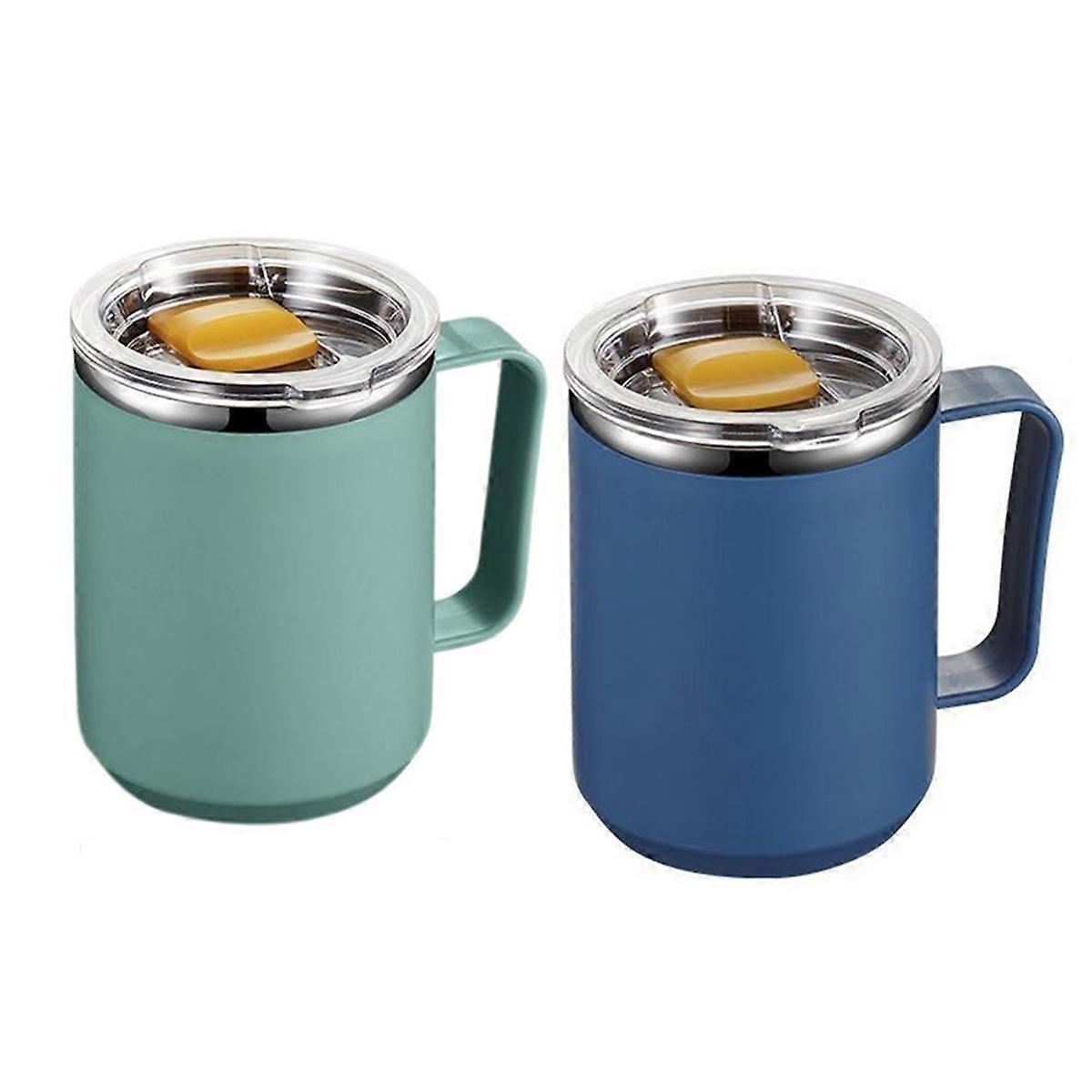 Rustfritt stålkrus med håndtak 450 ml dobbeltveggede rustfrie stålkrus Moderne isolerte kopper Metallcampingkopper Gjenbrukbare