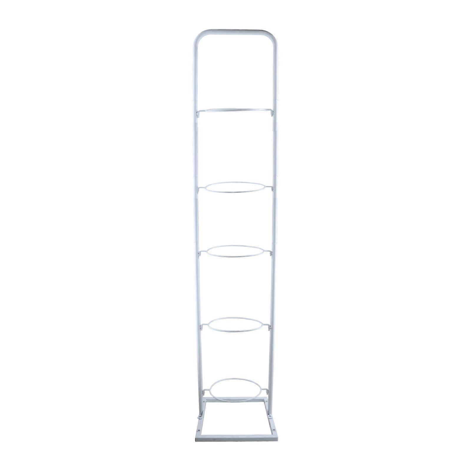 Vertical Ball Storage Holder Iron Sports Equipment Organizer Basketball Rack White 5 Tier