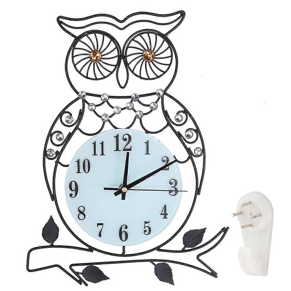 Owl Clock Iron Art Battery Operated Mute Easy To Read Home/Office/School Clock