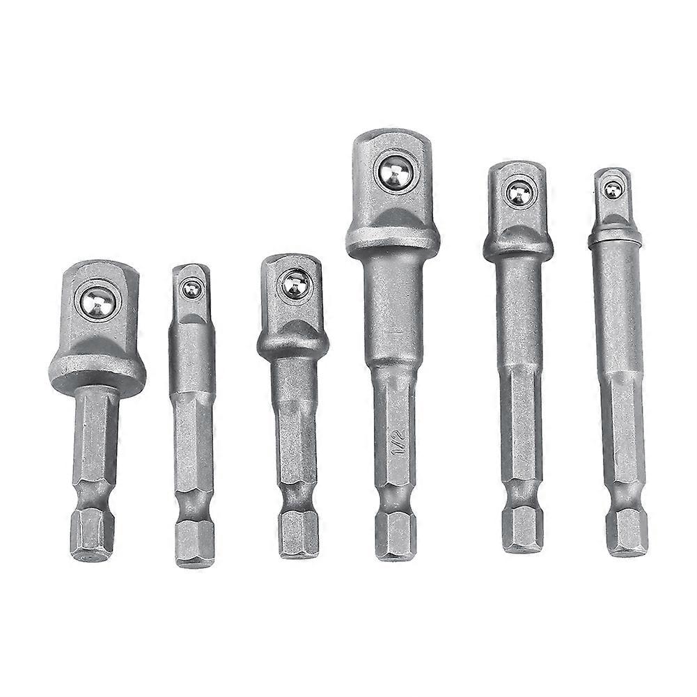 Socket Adapters 1/4 Inch Hex Shank to 1/4, 3/8, 1/2 Inch Impact Driver Drill Bit Set #1, 6 Pieces, Durable Steel Design