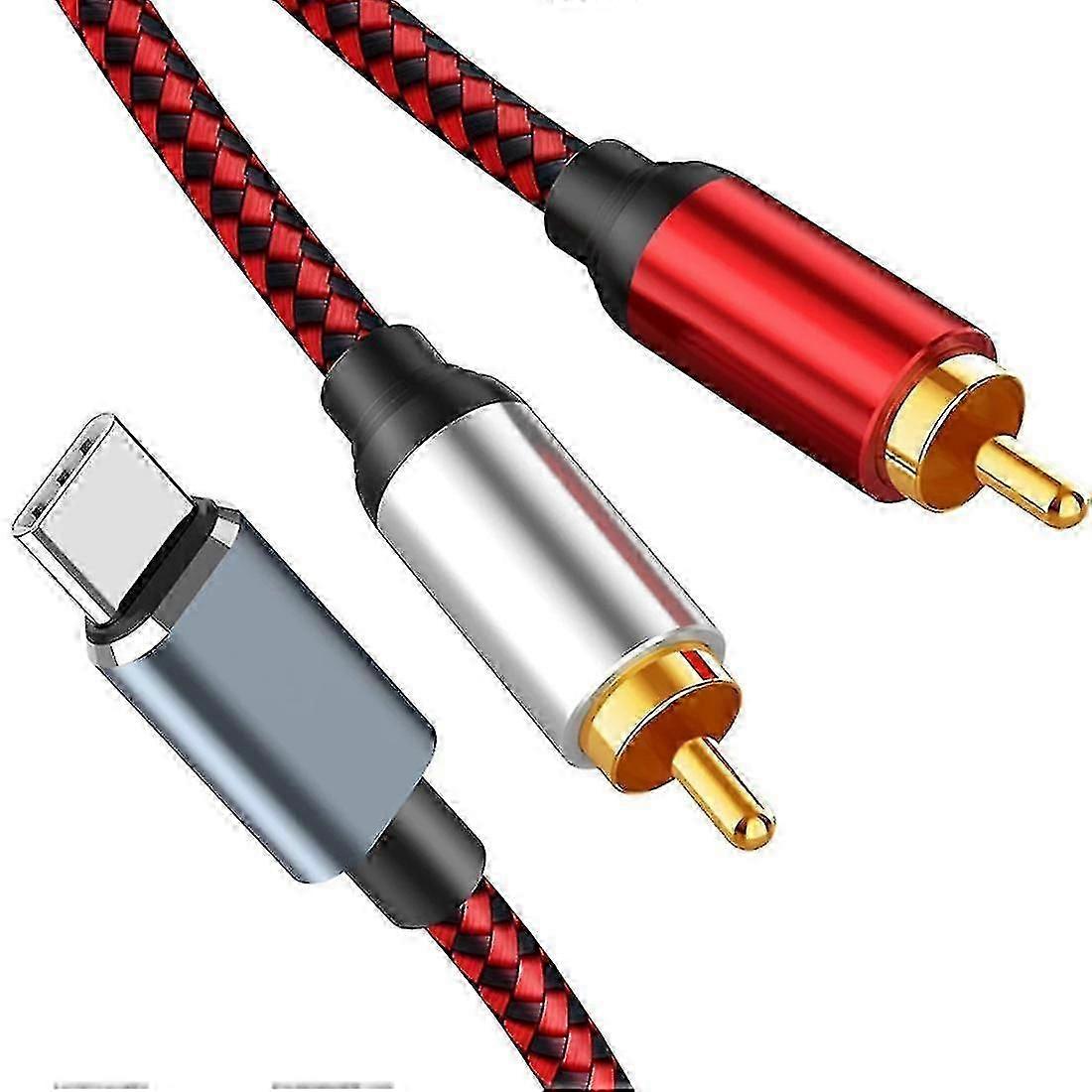 USB C إلى 2 RCA كابل الصوت نوع C ذكر إلى 2 RCA ذكر كابل الصوت 0.5m