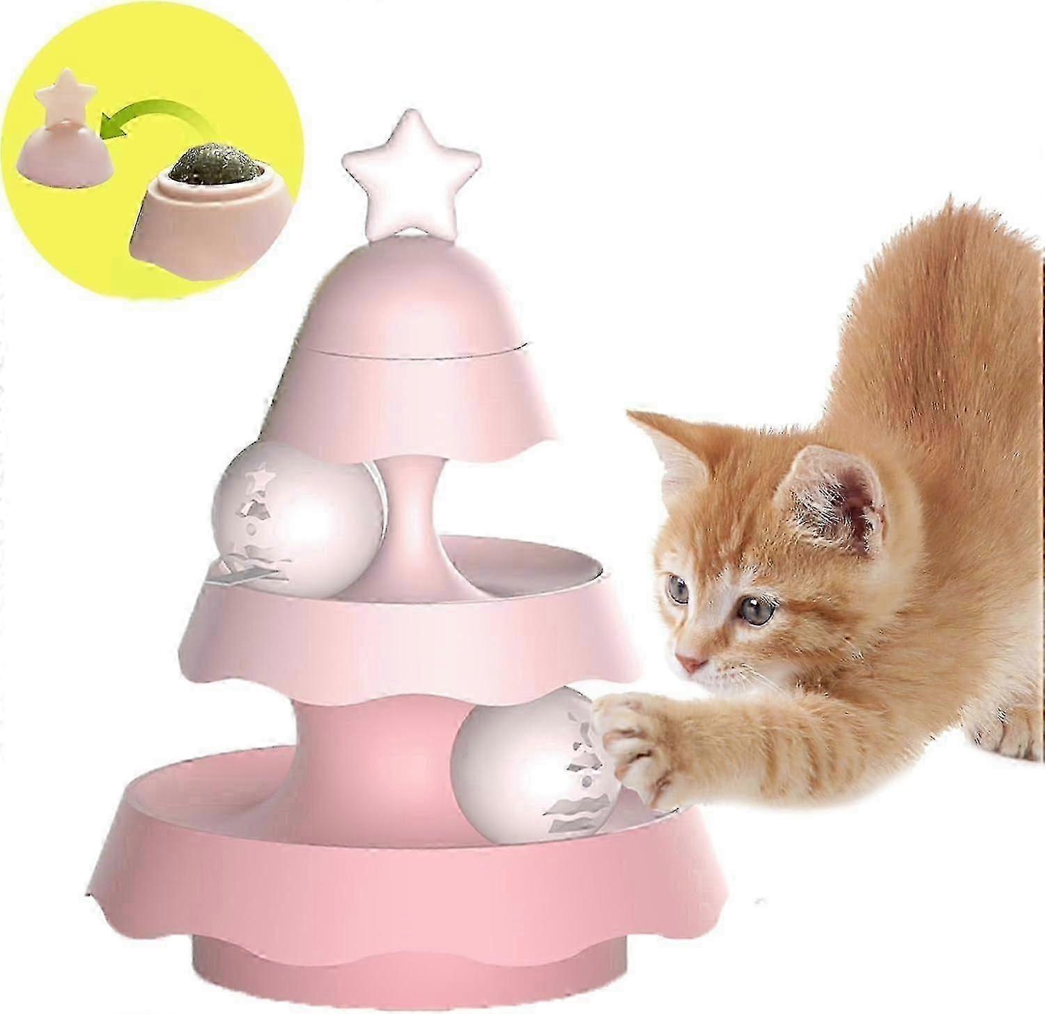 Cat Ball Track Toy,Roller Cat Ball Toys with Catnip Ball,Interactive Cat Toy,Cat Puzzle Toy,Cats Ball Track Toys for Gifts Birthday, Holiday