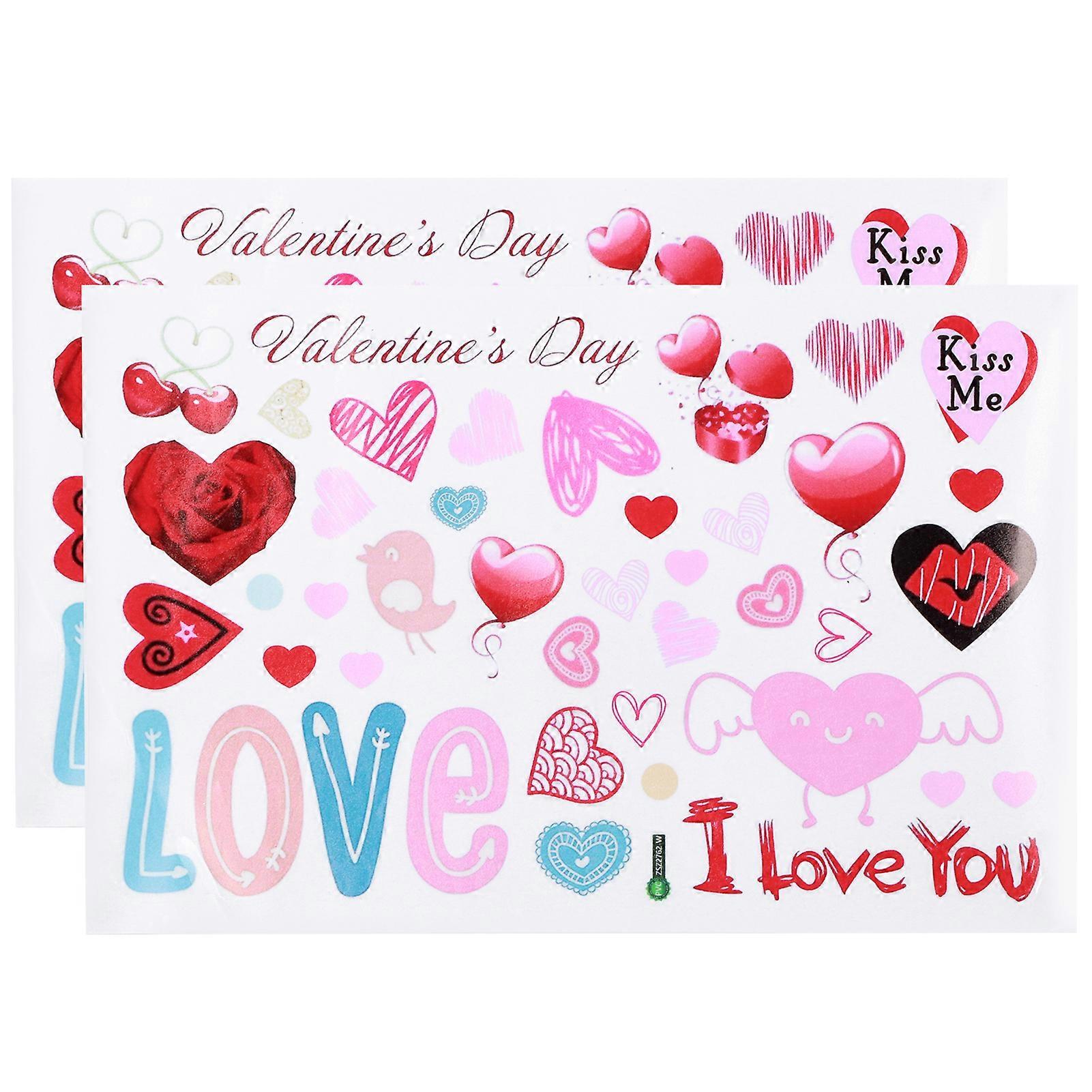 Two-Pack Valentine's Day Heart-Shaped Window Stickers for Home Decor, Easy Application, Removable Wall Decorations