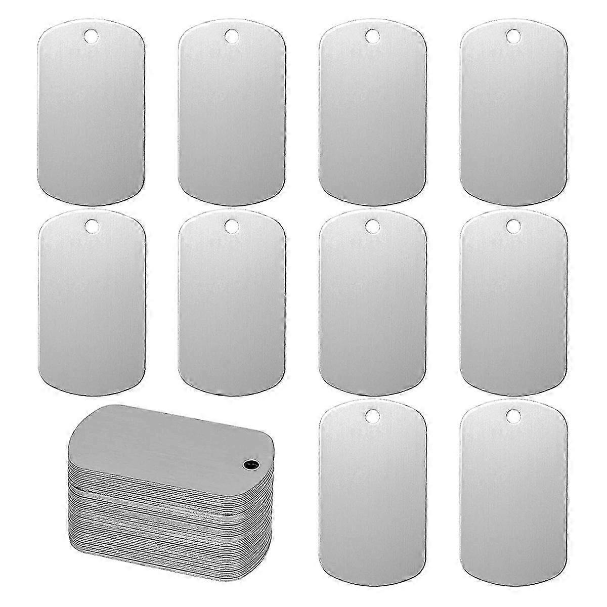 25 יח 'הטבעת מתכת ריקים תגים אלומיניום ריק חריטה בלייזר תגים עם חור (מרובע)