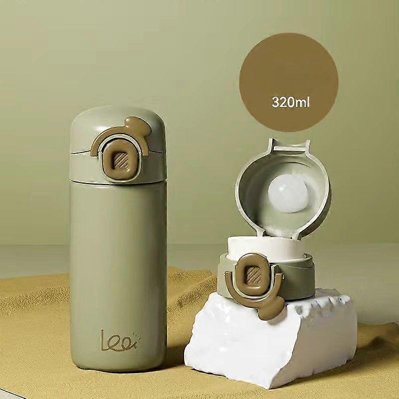 10.8 oz/320ml Vacuum-Insulated Stainless Steel Water Bottle with Secure Lid, Leak-Proof-Green