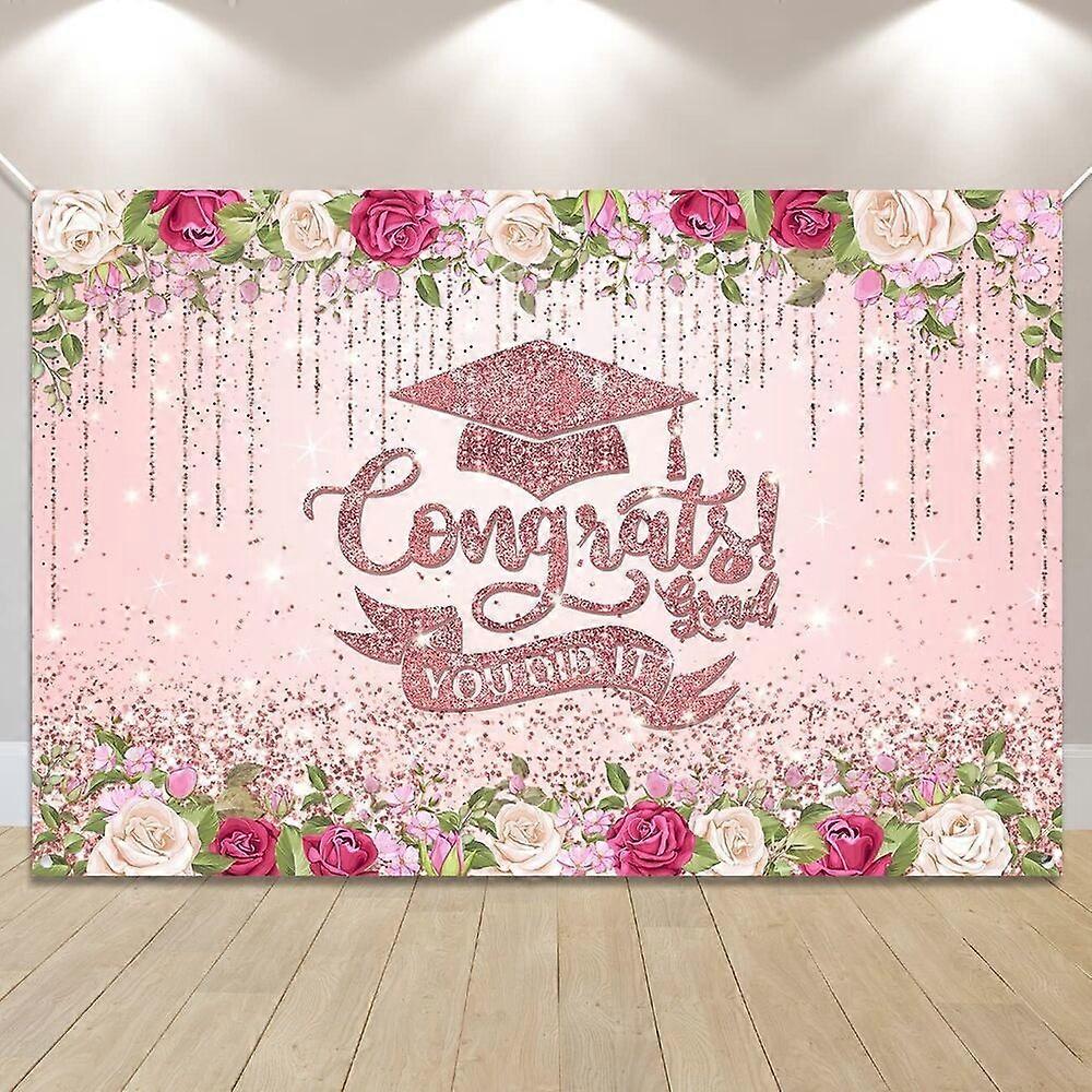 Décorations de graduation rose Classe de 2025 Toile de fond de graduation Congr...