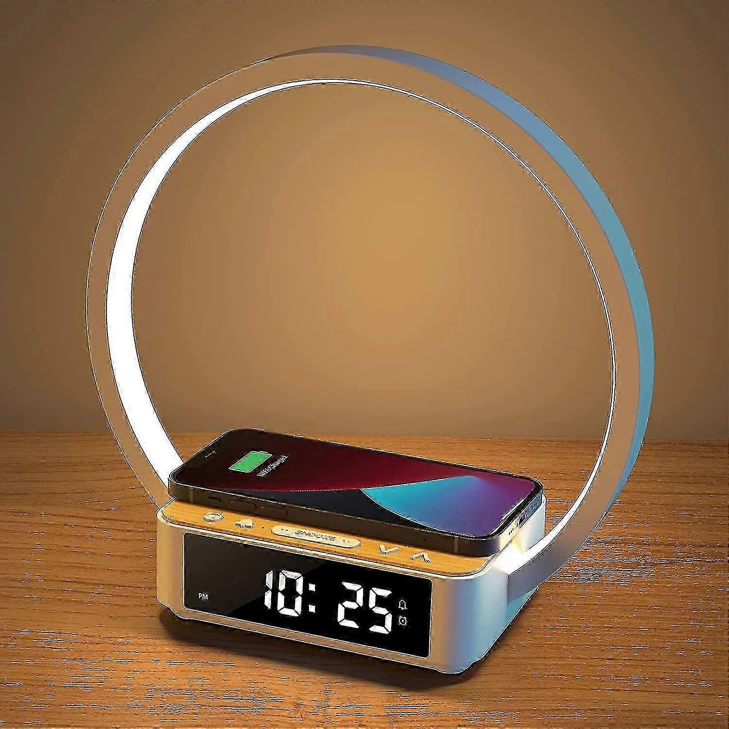 Exquisite Alarm Clock With Eye Protection Reading Light With Wireless Charging Stand