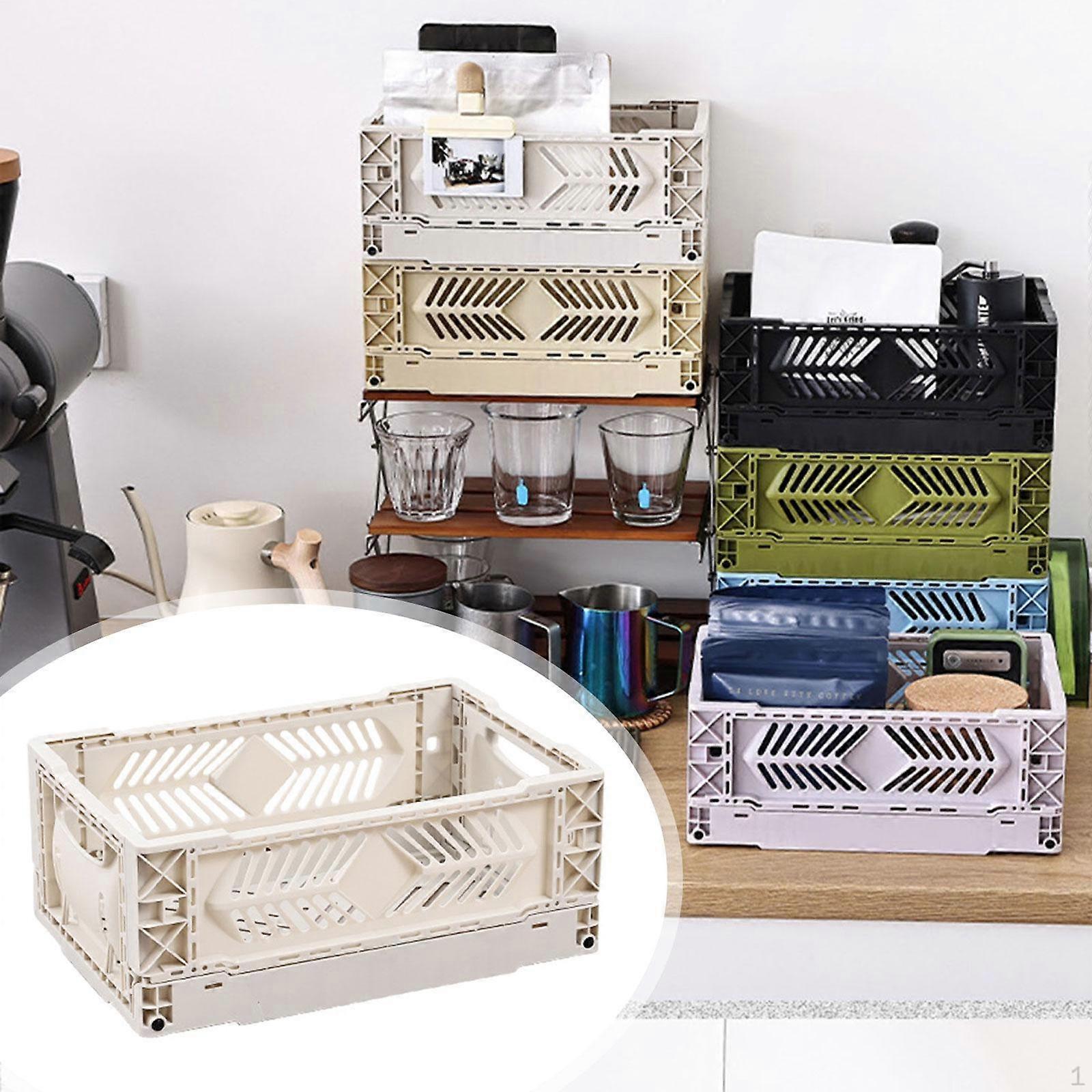 Collapsible Storage Box, Bin Organizer, Side Label Card Holder, Mini Desk