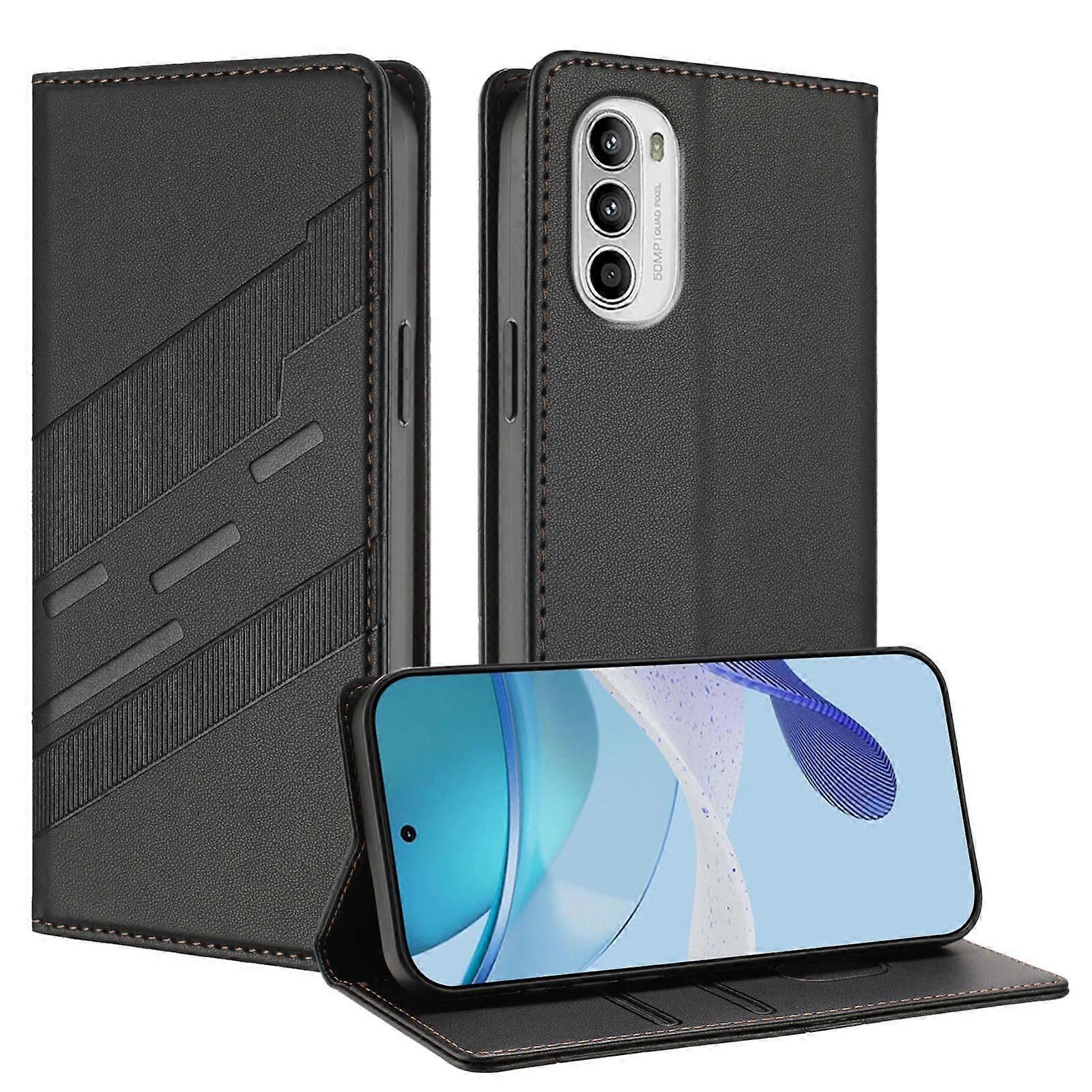 Embossed Wallet PU Case For Motorola Moto G52
