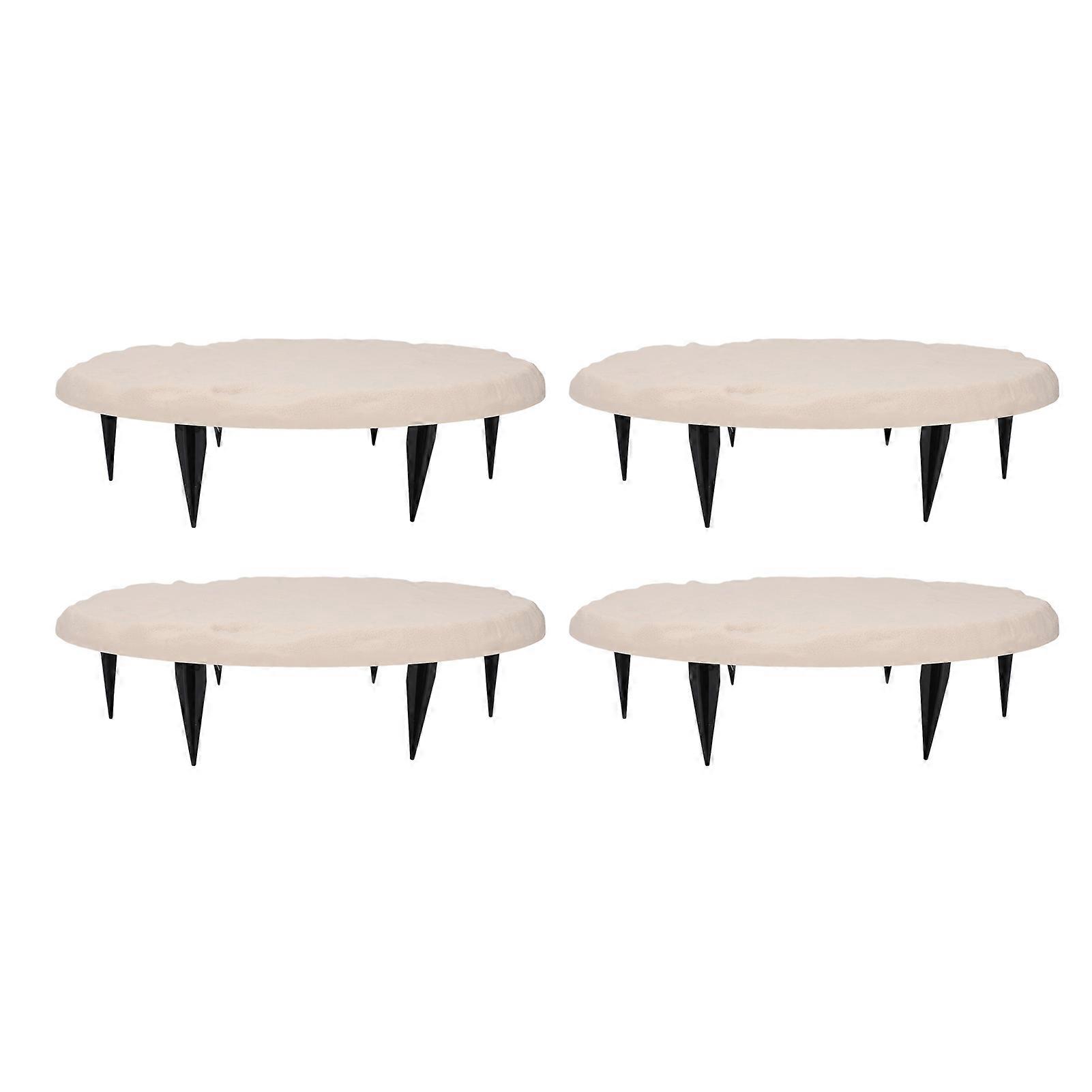 Outdoor Step Stones Decorative Polypropylene Resin Stepping Stones with Ground Stakes for Lawn Garden Pathway Round Beige