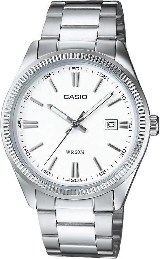 Casio Mtp-1302d-7a1vdf Men's Analog Watch – White Dial With Stainless Steel Bracelet