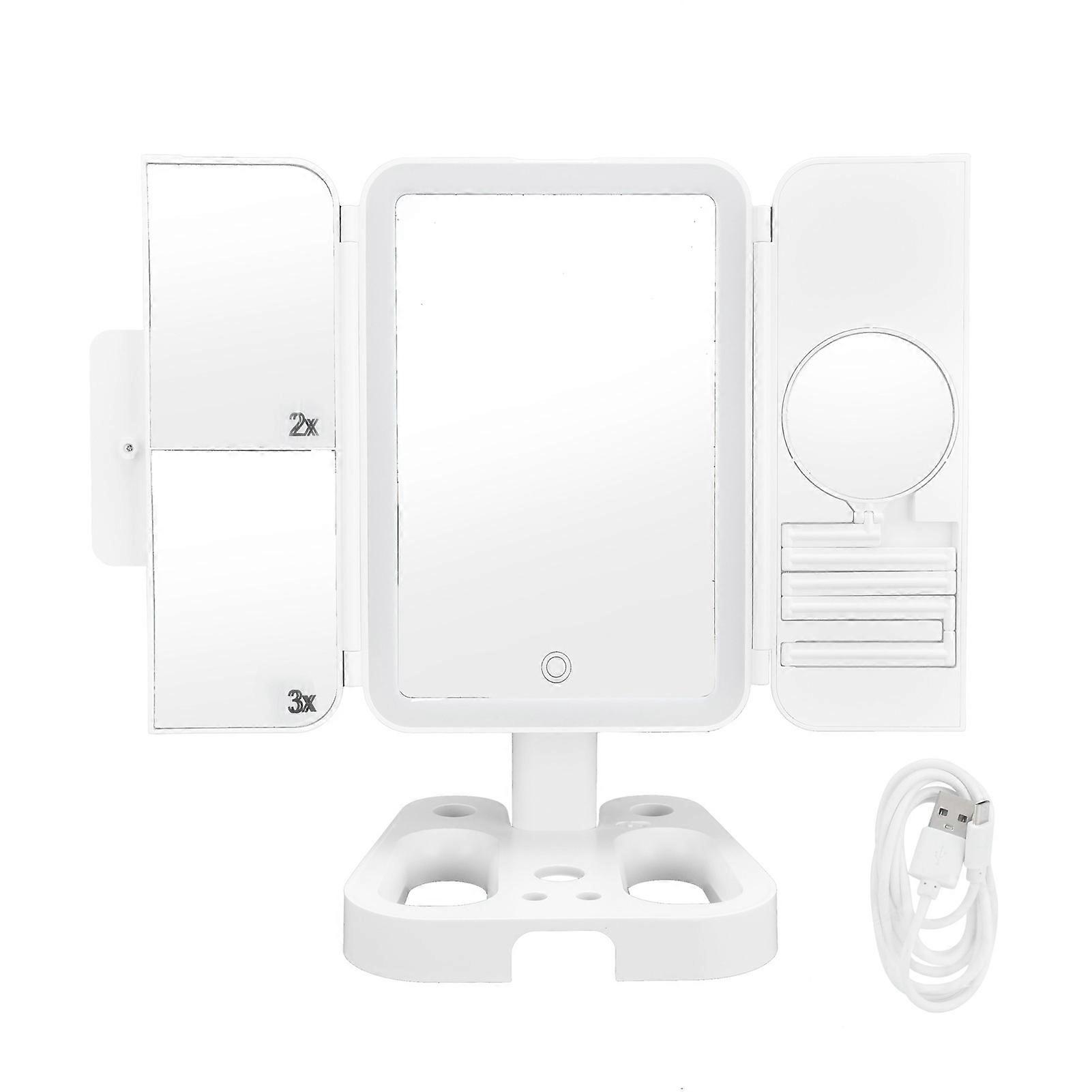 Make Up Mirror LED Fill Light 3 Color Lighting Modes Touch Control Wide Angle of View USB Battery Dual Power Supply Mirror