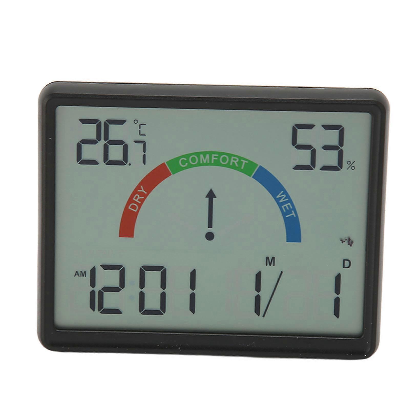 Small Digital Alarm Clock Multifunctional Date Time Temperature Display Big Number LCD Electric Desk Clock Black