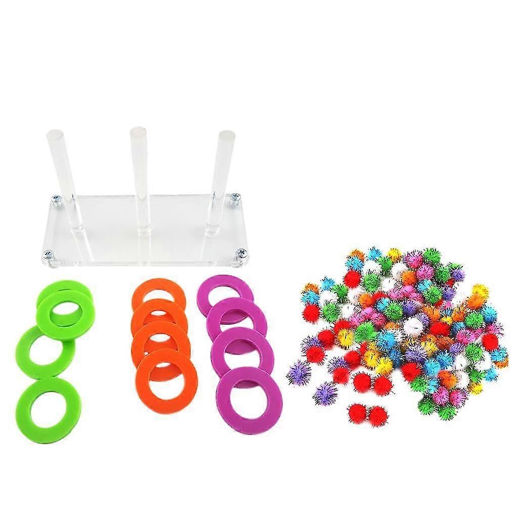 Parrot Game Rings Lot 100-Pcs Colorful Birds Chew Pompom Balls Toy Set