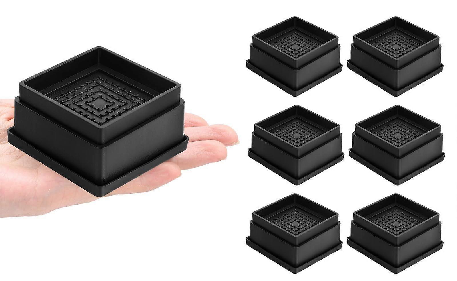 6 Pack Adjustable Square Stackable Furniture Risers for Desk Leg Table Couch Sofa Chair Bed Frame Legs Dorm 1' 2' or 3'