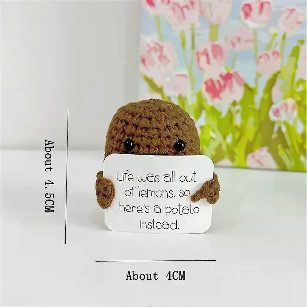 Funny Positive Energy Potato Hug Pocket Hand-Stitched Handmade Plush Wool Knitting Doll With Card Home Room Christams Decor Gift