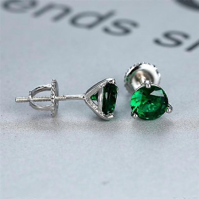 6mm Round Three Prong Black Stud Earrings for Women In Sterling Silver Multicolor Lab Thread Earrings