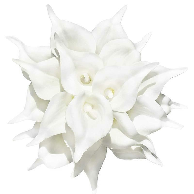 20 قطعة من زهور الزنبق البيضاء مع مواد اللاتكس للمنزل والمطبخ