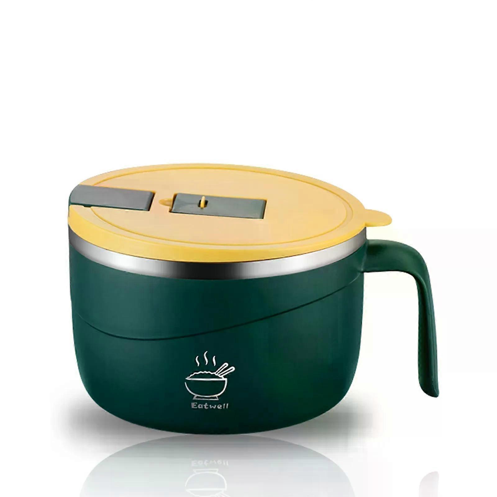 1pc 304 stainless steel instant noodle bowl student dormitory instant noodle cup lunch box insulated lunch box 1200ML with Lid B
